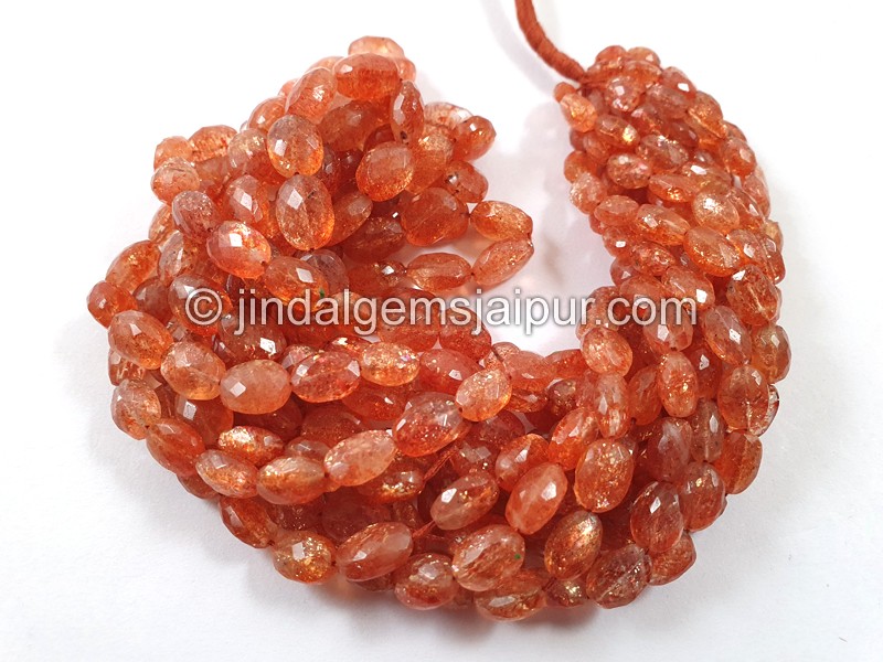 Sunstone Faceted Oval Beads