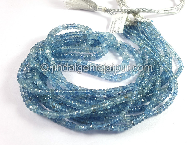 Santa Aquamarine Faceted Roundelle Shape Beads