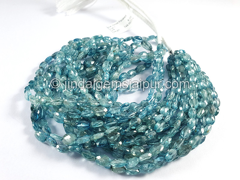 Blue Zircon Faceted Oval Shape Beads