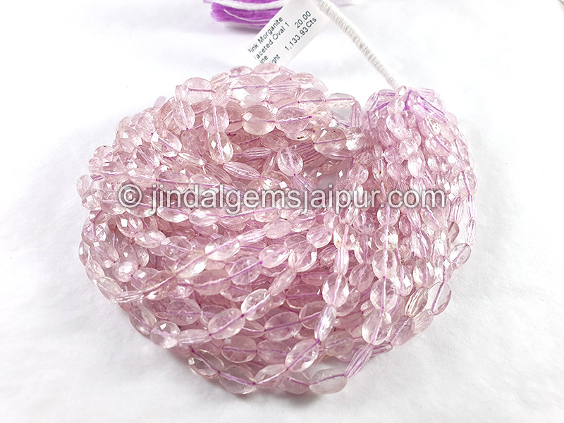 Pink Morganite Faceted Oval Shape Beads