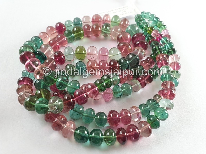 Blue & Rubellite Tourmaline Far Smooth Roundelle Beads