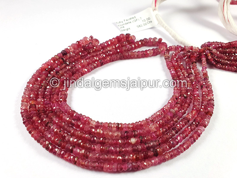 Ruby Faceted Roundelle Shape Beads