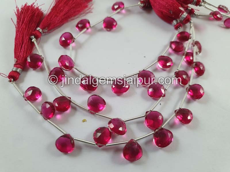 Rubellite Crystal Doublet Faceted Heart Beads