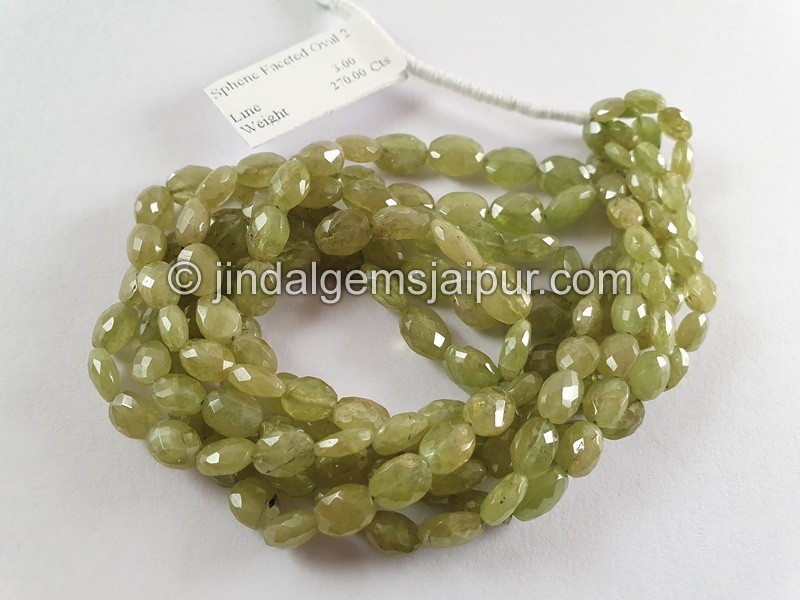 Sphene Faceted Oval Beads