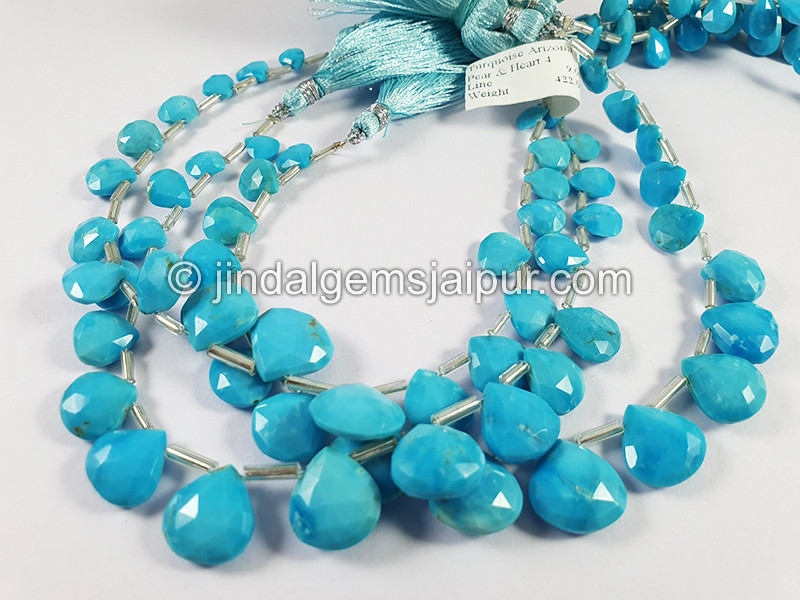 Turquoise Arizona Faceted Heart Shape Beads