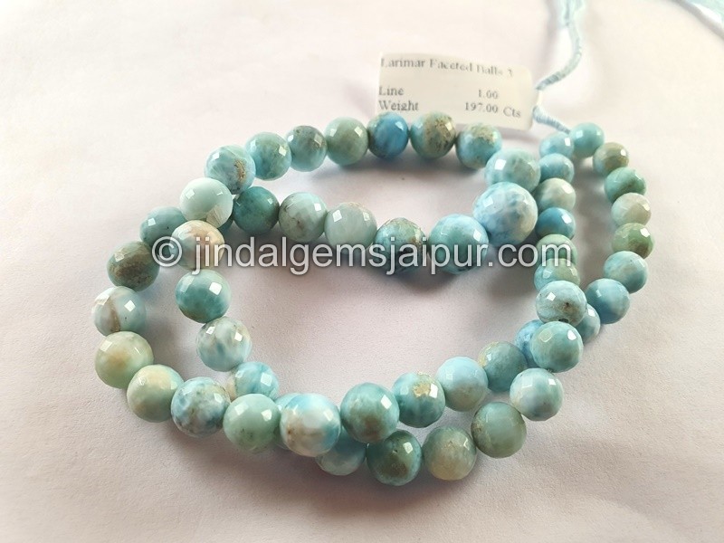 Larimar Faceted Round Balls Beads