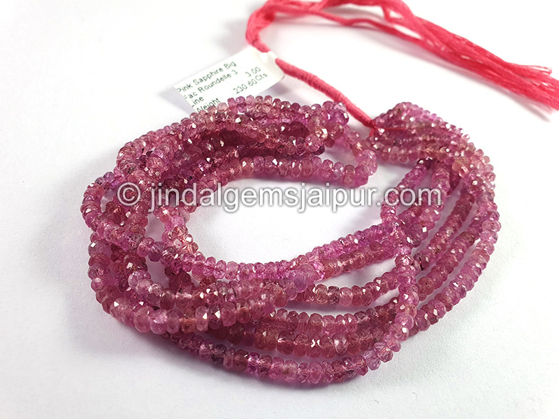 Pink Sapphire Big Faceted Roundelle Shape Beads