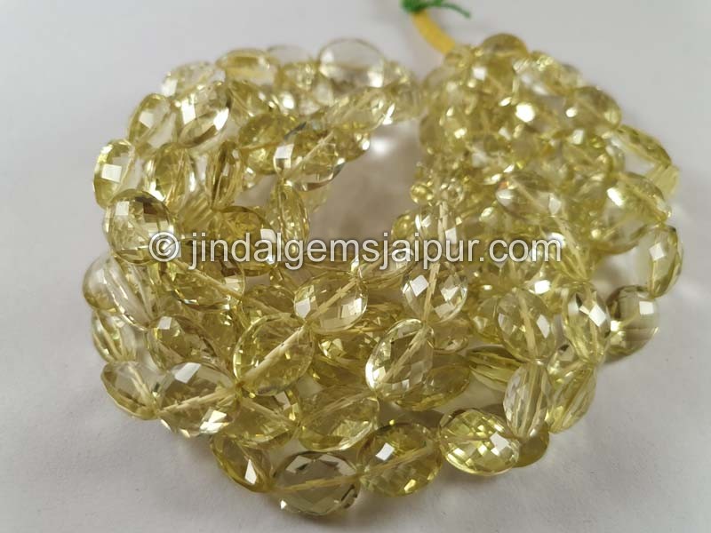 Lemon Quartz Faceted Oval Nuggets Beads