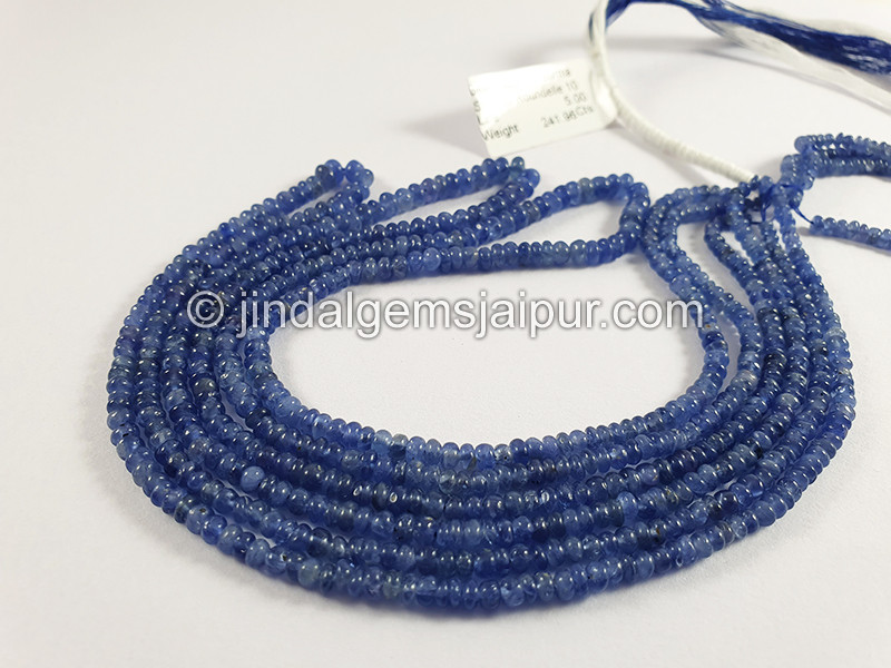 Blue Sapphire Burma Smooth Roundelle Shape Beads