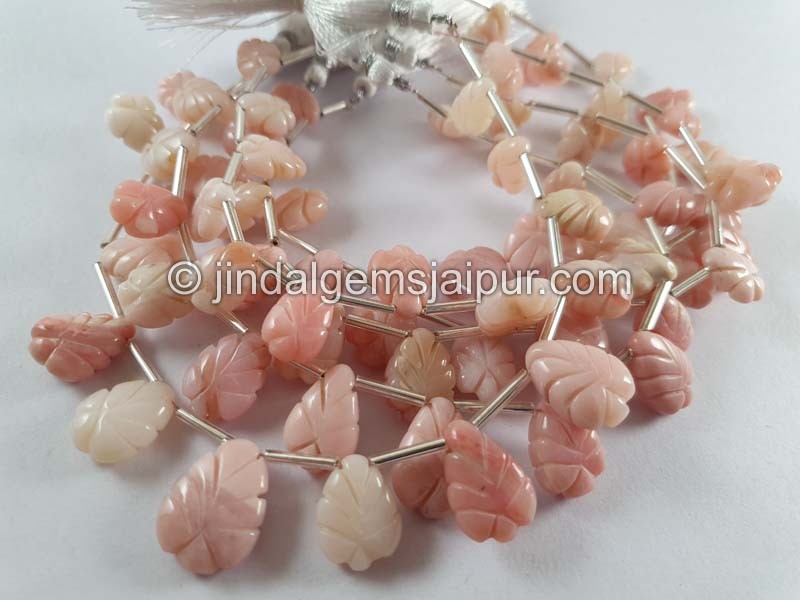 Pink Opal Carved Pear Beads