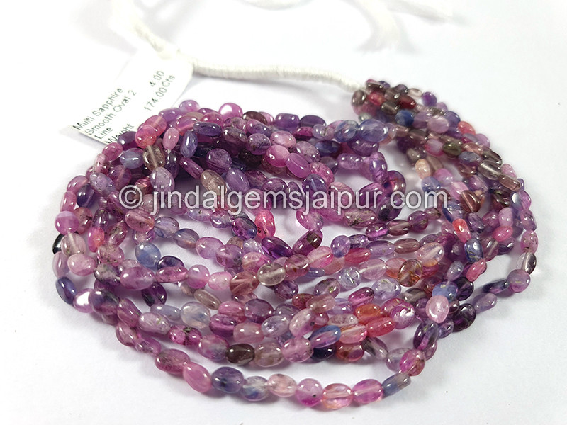 Multi Sapphire Smooth Oval Shape Beads