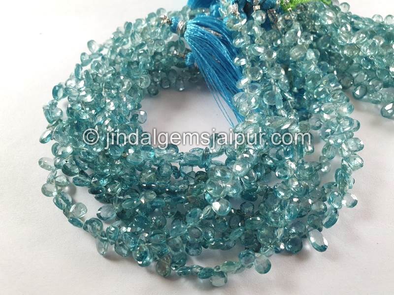 Natural Blue Zircon Faceted Pear Beads