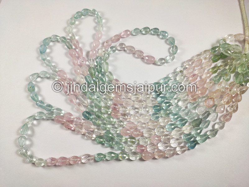 Multi Aquamarine Faceted Drops Shape Beads