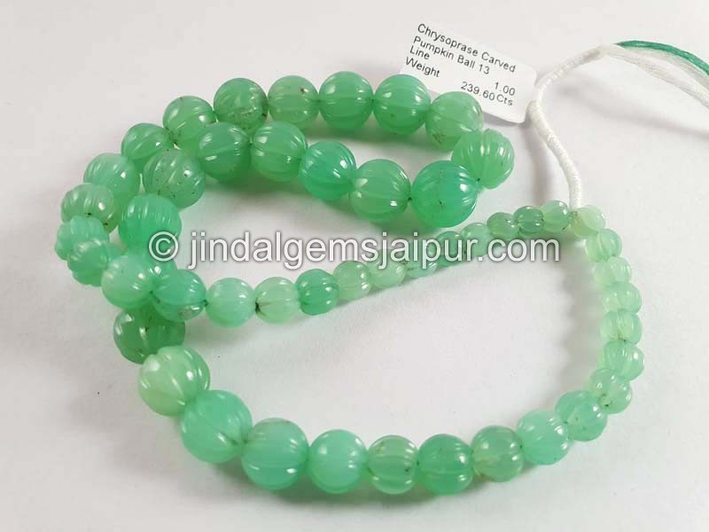 Chrysoprase Carved Pumpkin Balls Beads