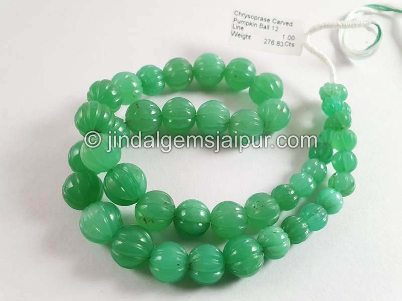 Chrysoprase Carved Pumpkin Balls Beads