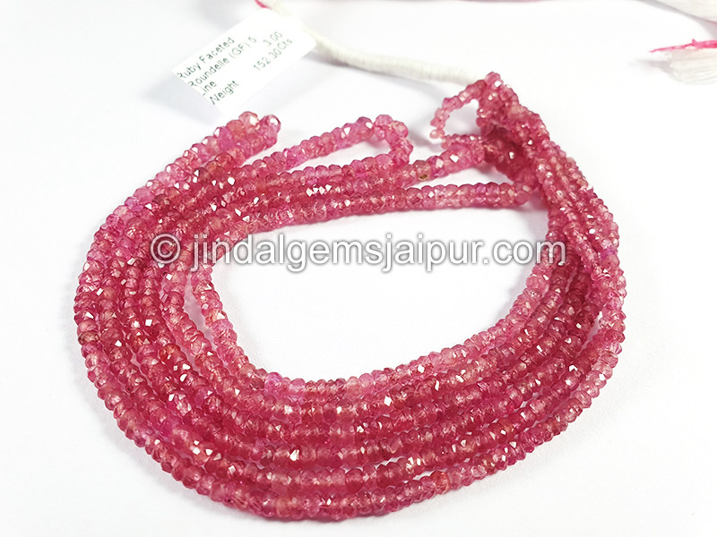 Ruby Faceted Roundelle Shape Beads