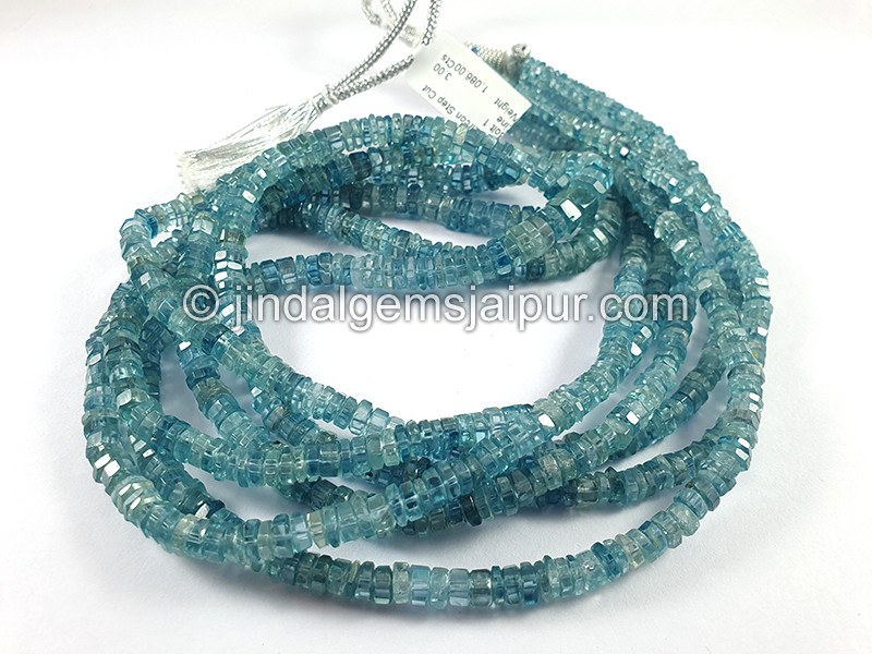 Blue Zircon Step Cut Bolt Shape Beads