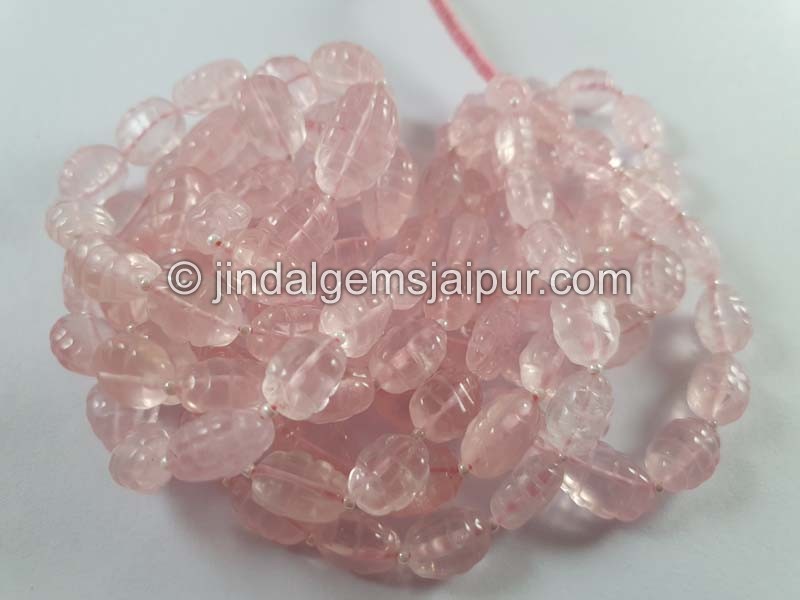 Rose Quartz Carved Barrel Beads