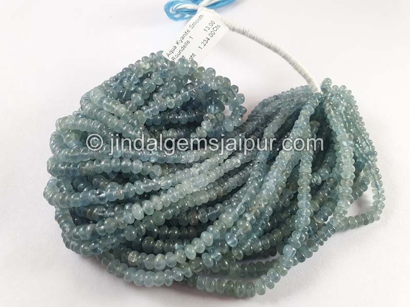 Aqua Kyanite Smooth Roundelle Beads