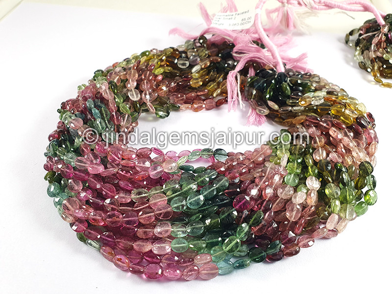 Tourmaline Faceted Oval Shape Small Beads