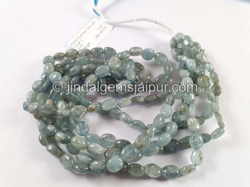 Aqua Kyanite Smooth Oval Beads