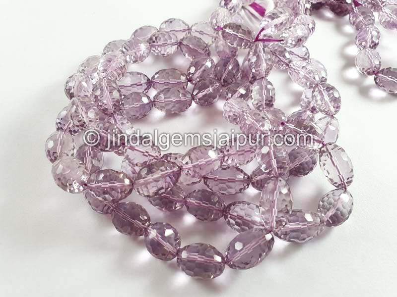 Pink Amethyst Concave Cut Barrel Beads