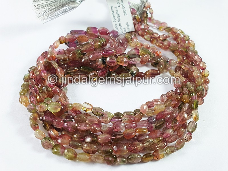 Bi Color Tourmaline Smooth Nuggets Shape Beads