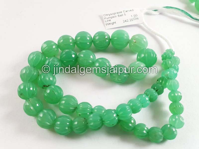 Chrysoprase Carved Pumpkin Balls Beads