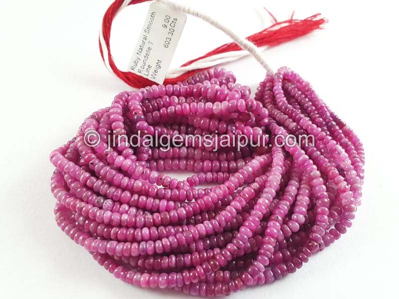 Ruby Natural Smooth Roundelle Beads