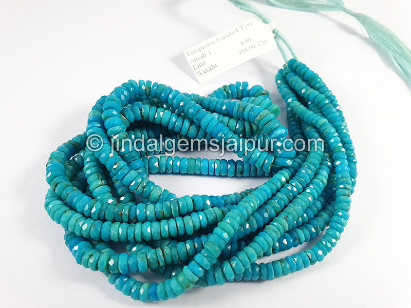 Turquoise Faceted Tyre Shape Small Beads