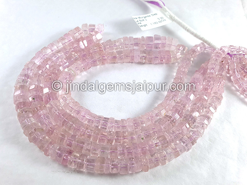 Pink Morganite Step Cut Bolt Shape Beads