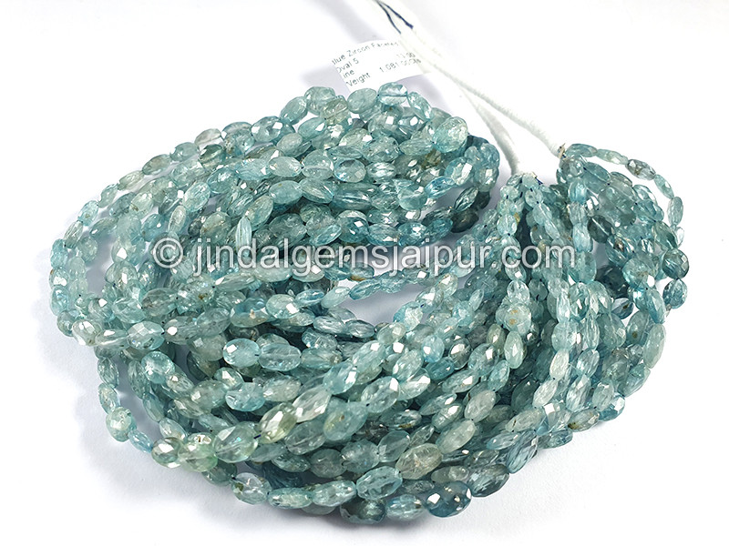 Blue Zircon Faceted Oval Shape Beads