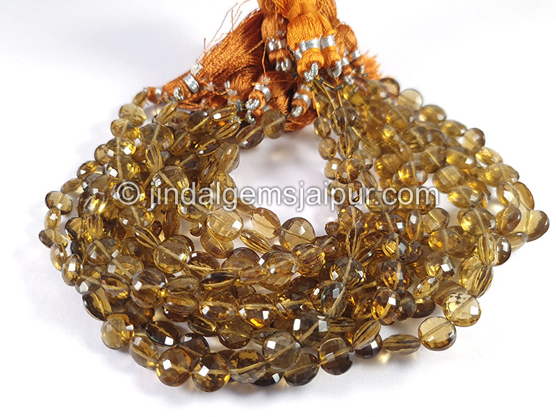 Coganac Quartz Faceted Coin Shape Beads