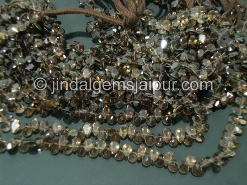 Smokey Cut Pear Beads